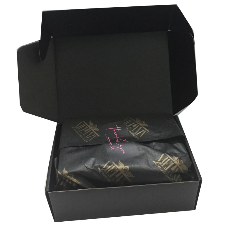 Custom black background printed tissue paper with gold logo for soap  wrapping